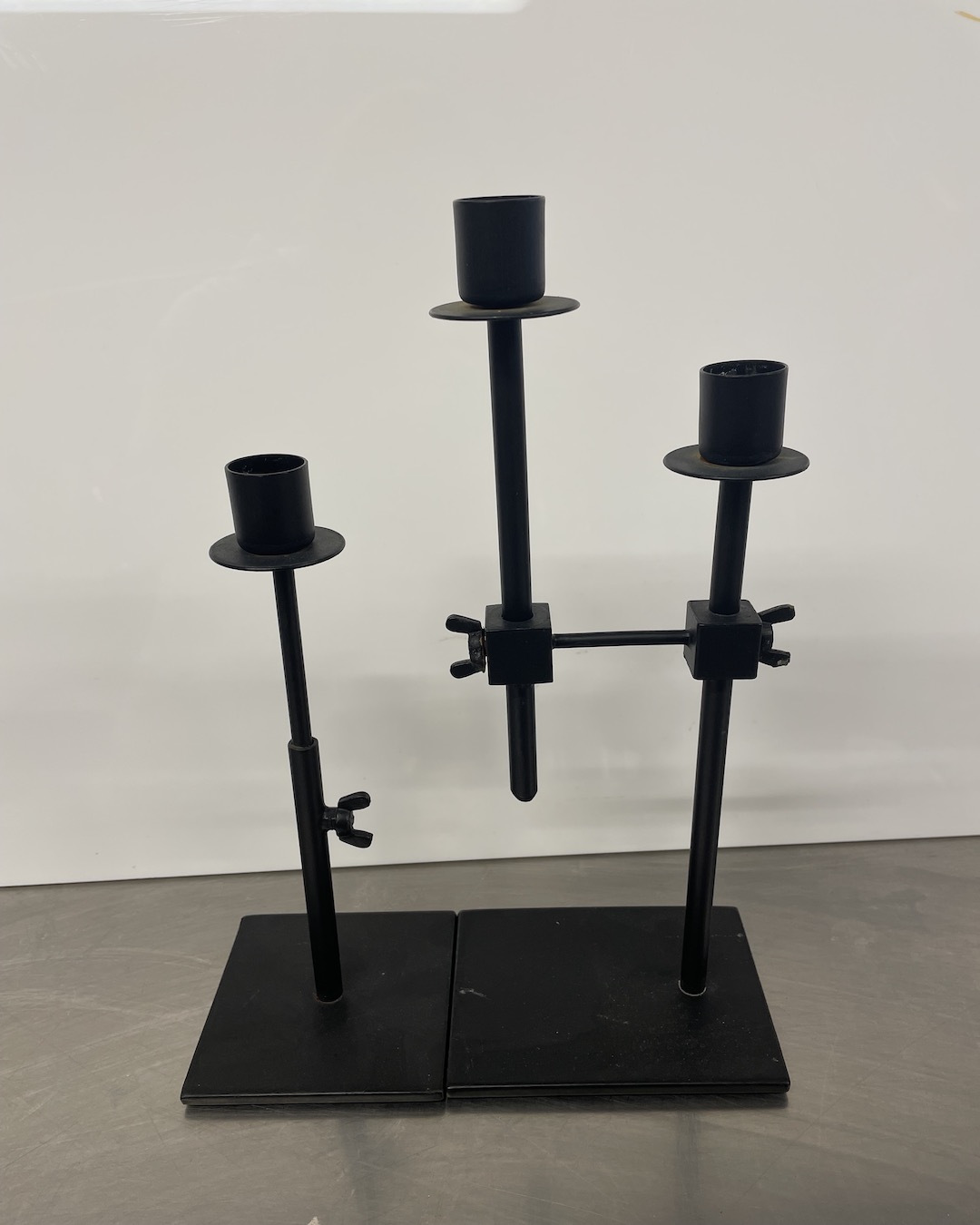 Industrial black two piece candle holder