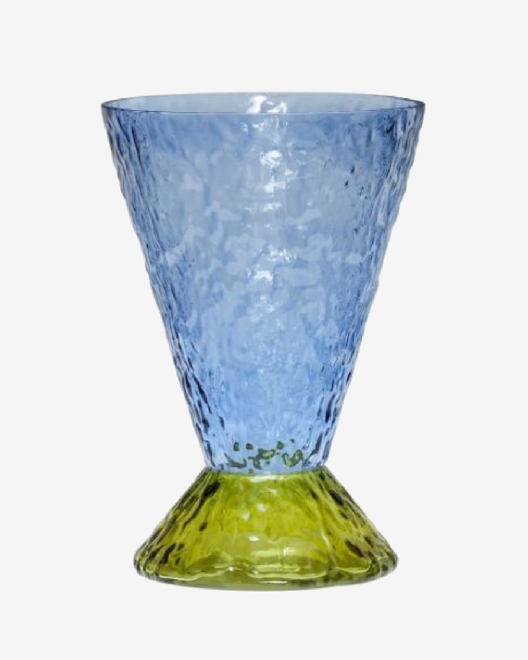 Blue and olive green textured glass vase
