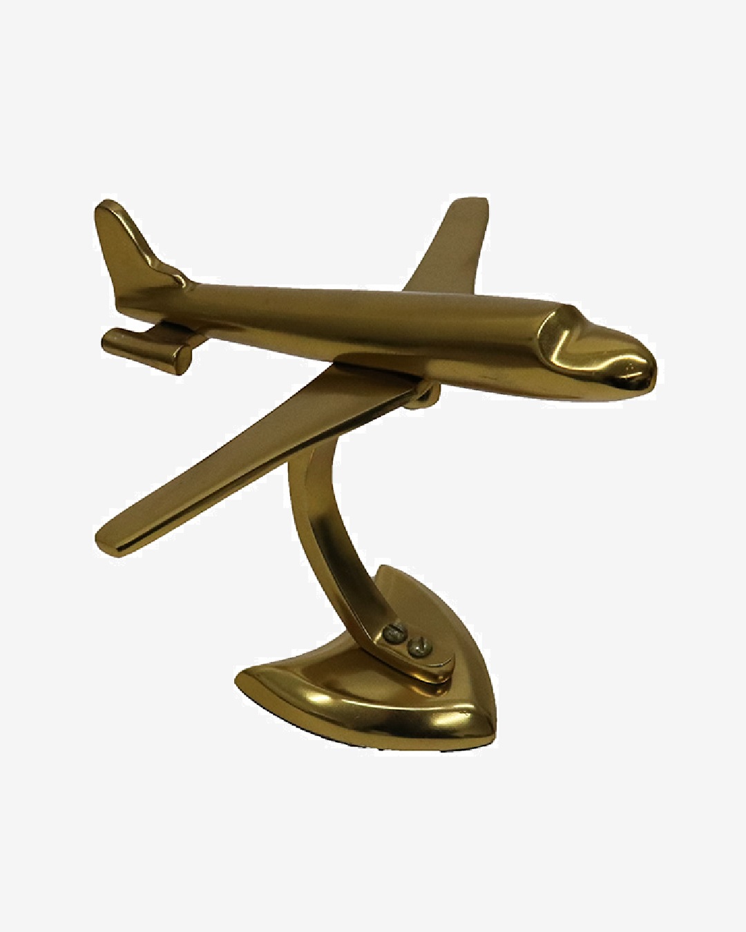 Gold aluminium aeroplane statue