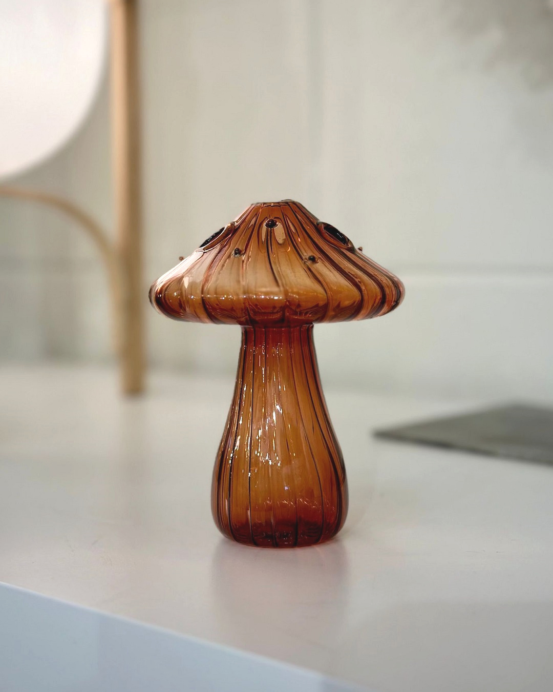 Amber mushroom vase