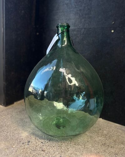 Antique French Bonbonne Dark Green Hand Blown Glass