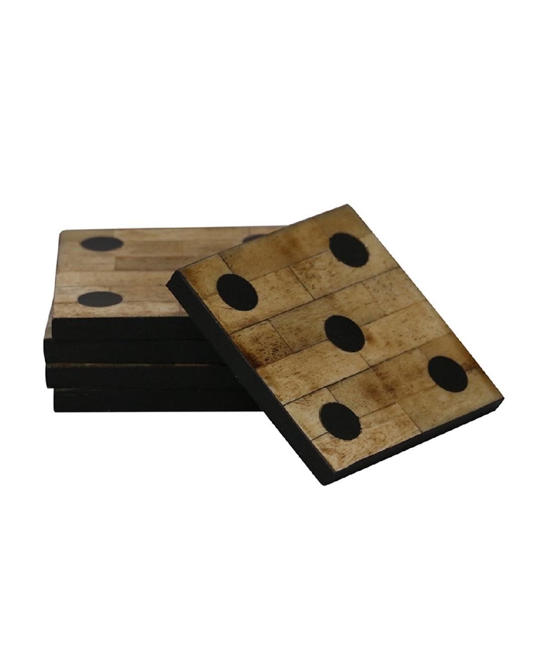 Antique finish bone domino coasters