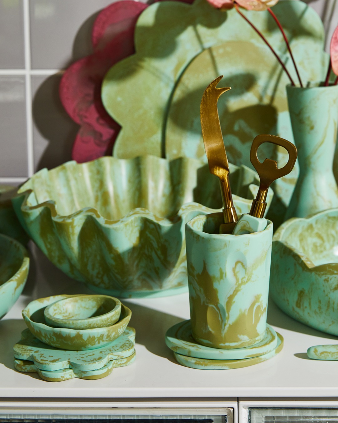 Artichoke green kitchenware on table