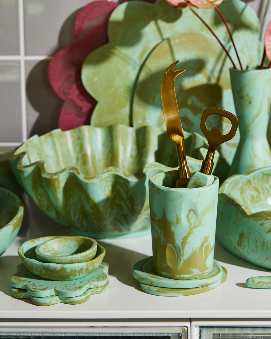 Artichoke green kitchenware on table