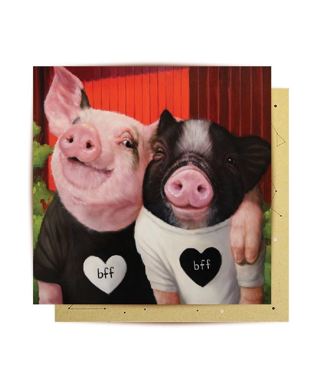 Card with 2 pigs with arms around each other and BFF on tshirts