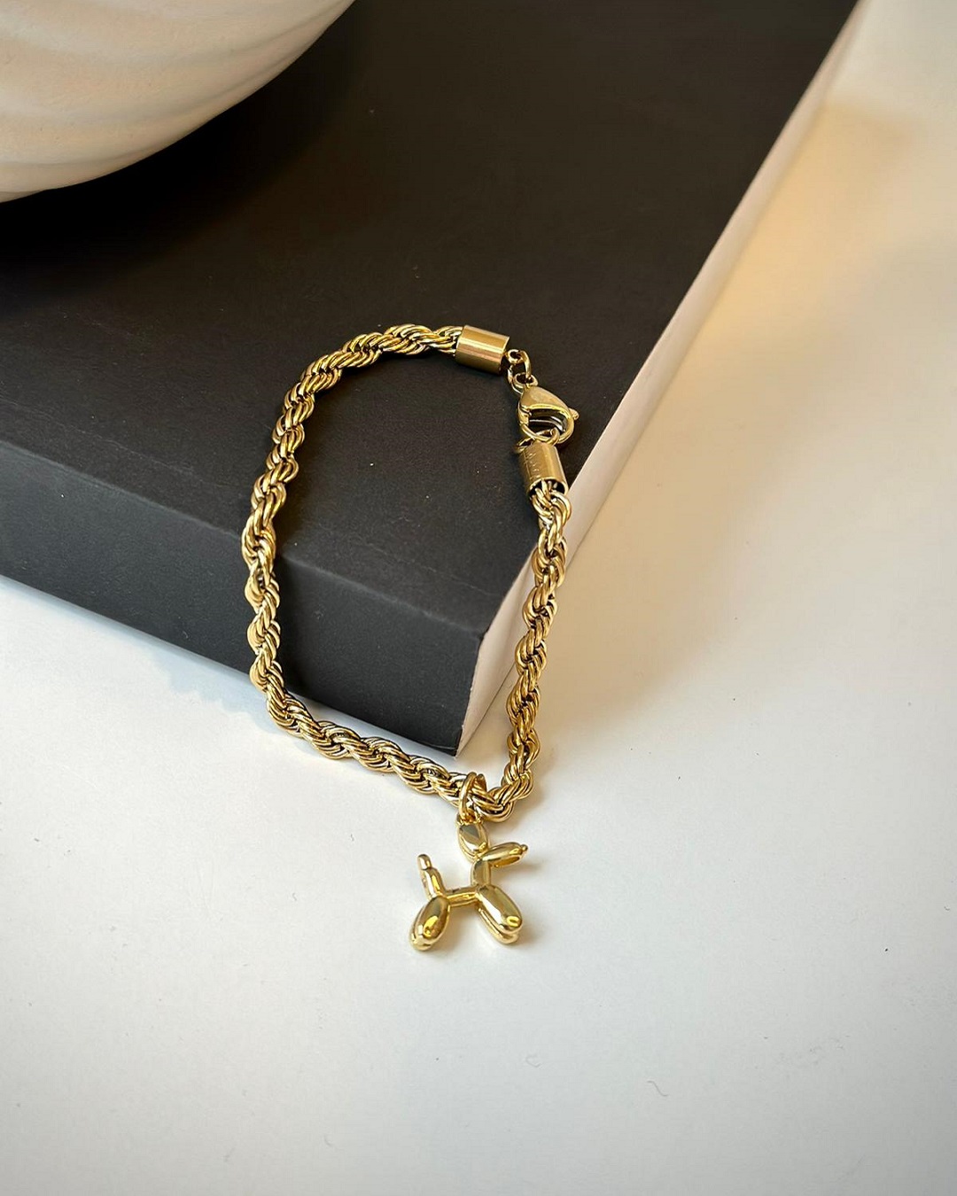 Balloon dog bracelet gold plated