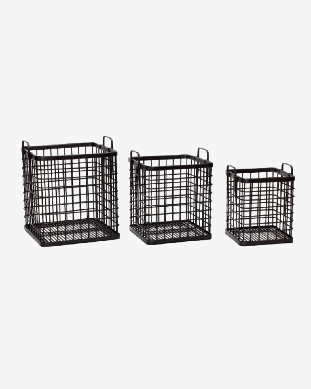 Bamboo baskets with handles in black