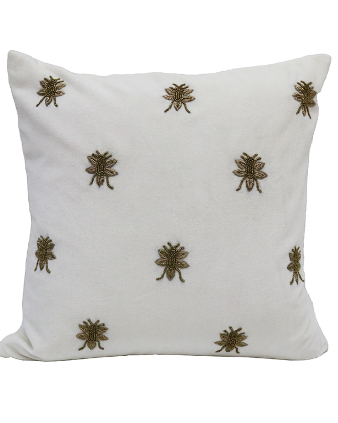 Bee embroidered cushion
