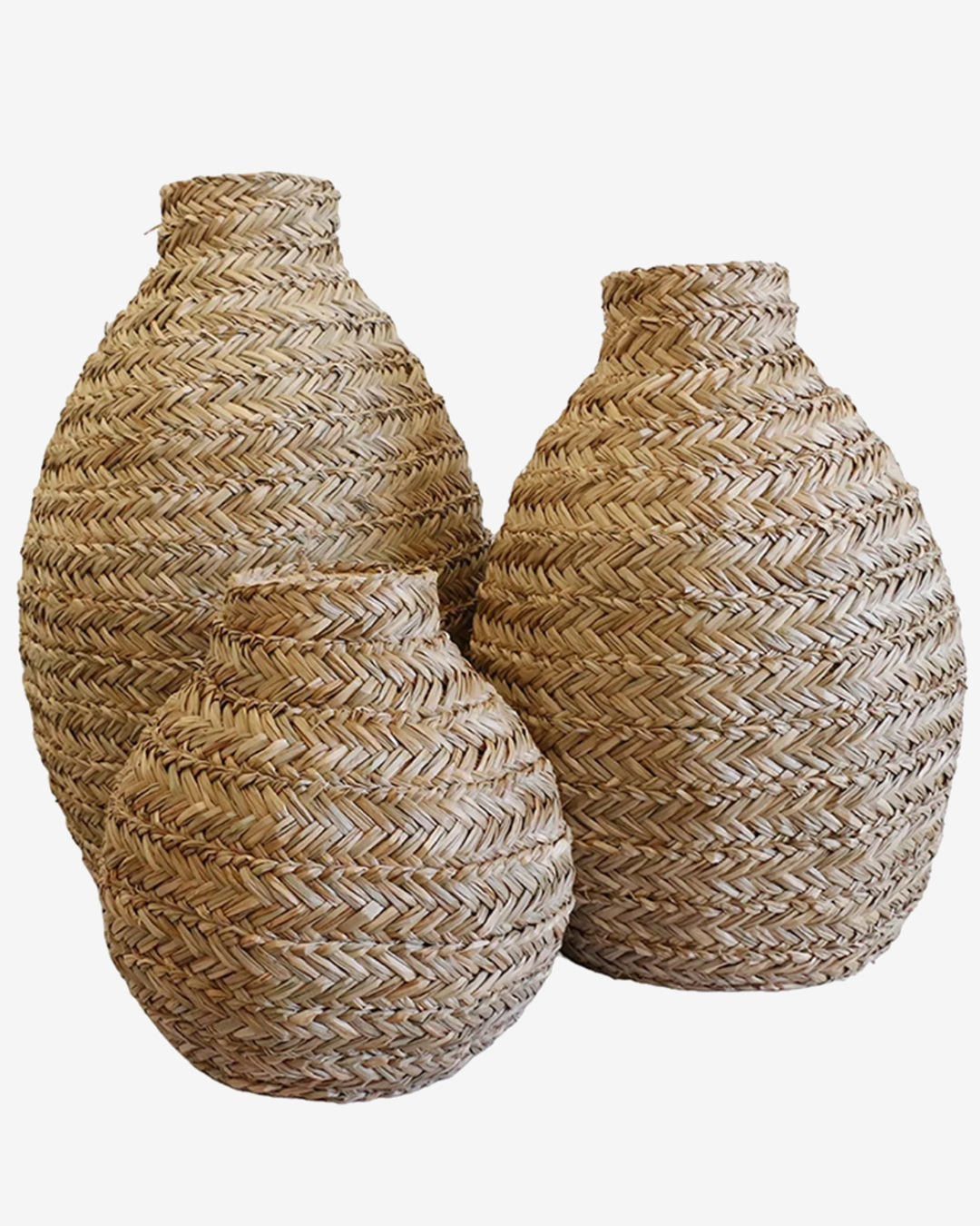 Seagrass woven urn baskets