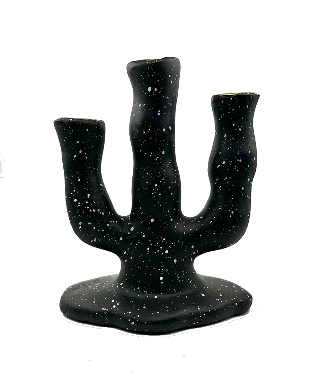 Black and white fleck tri candleholder