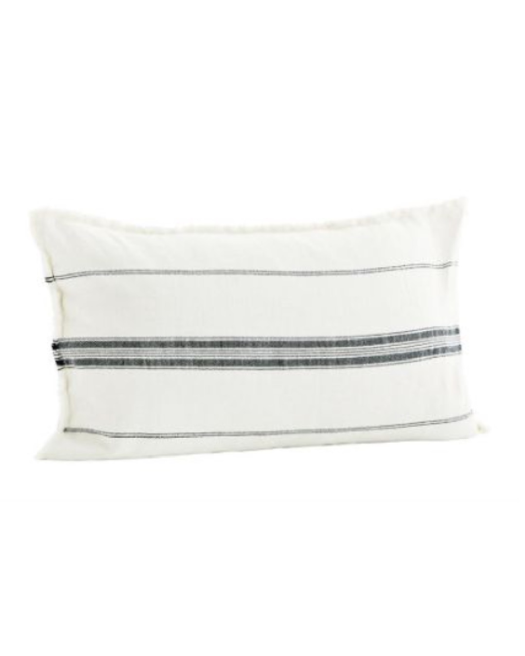 Black and white striped fringe cushion cover