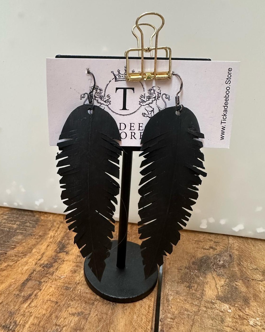 Black Feather Hook Earrings