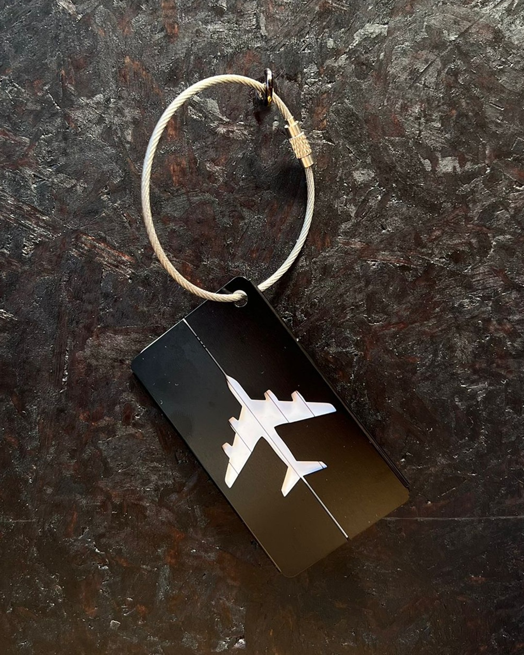 Aeroplane Black Metal Luggage Tag
