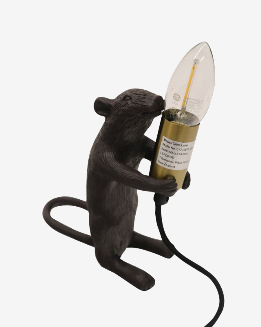 Black mouse table lamp LED bulb