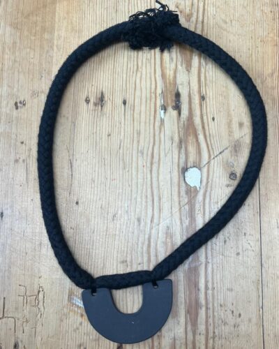 Black Rope Necklace with Ceramic Black Shape