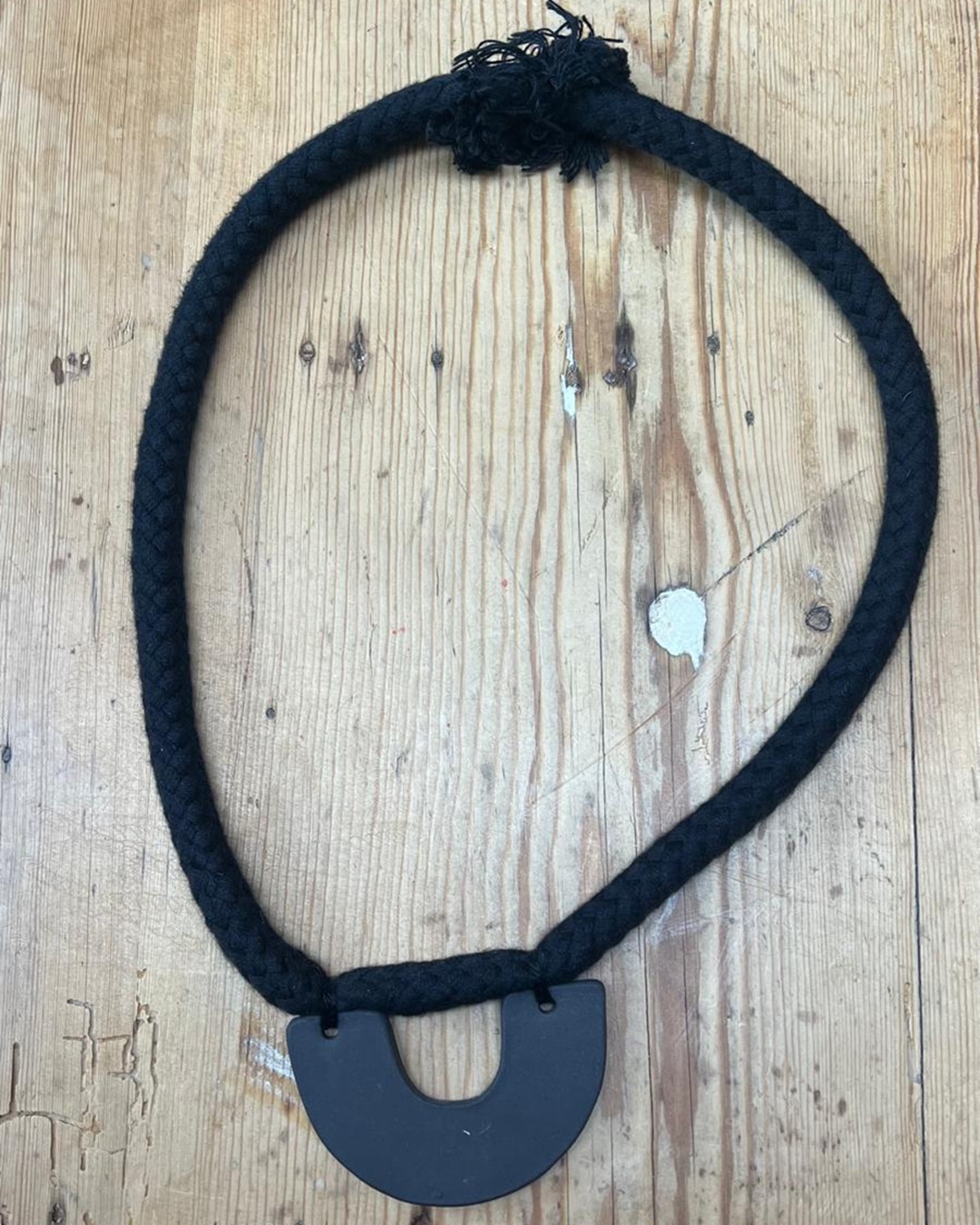 Black Rope Necklace with Ceramic Black Shape