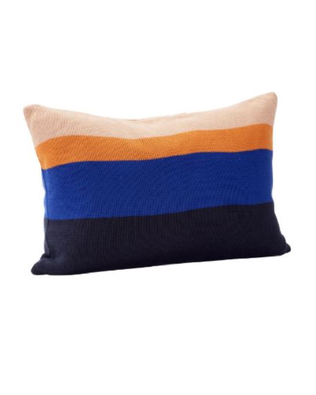 Blue and amber striped cushion