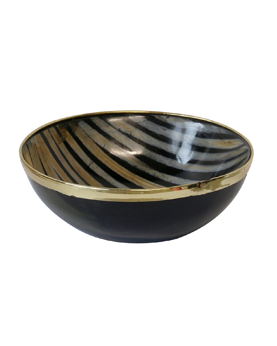 Bombay horn with silver rim bowl