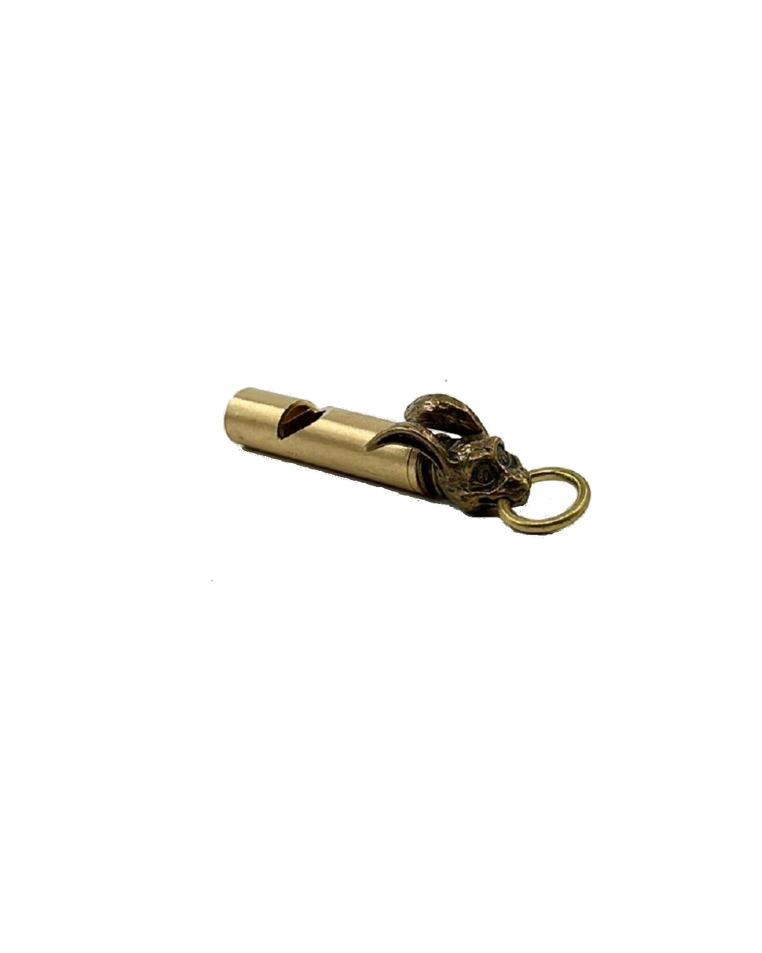 Rabbit brass whistle keyring