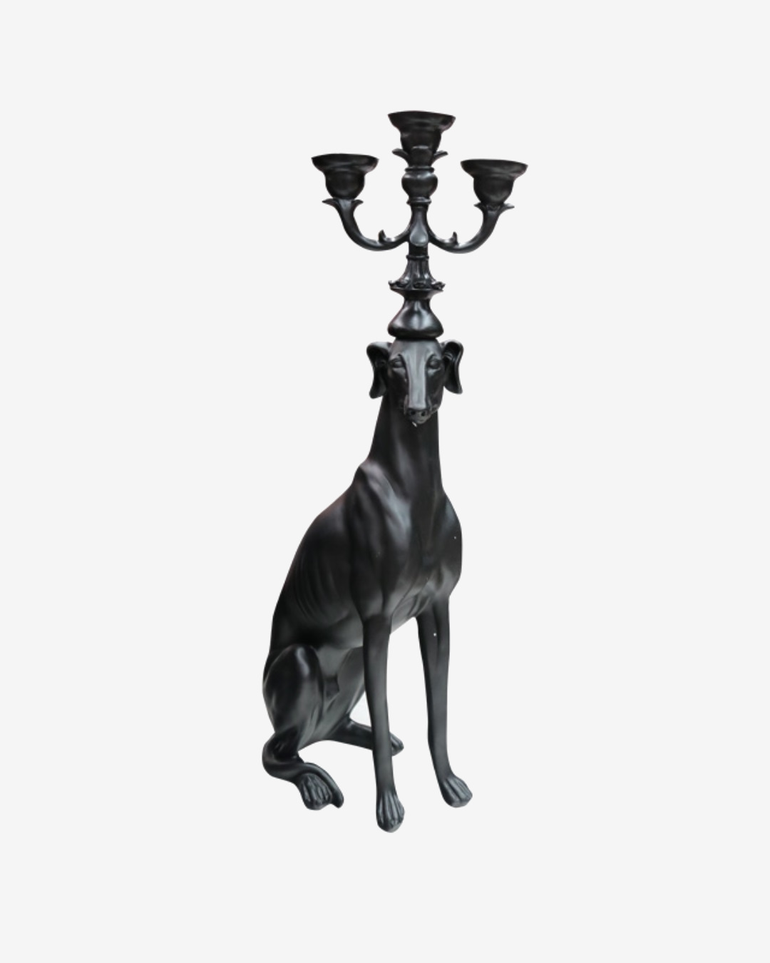 Greyhound matte black candlebra