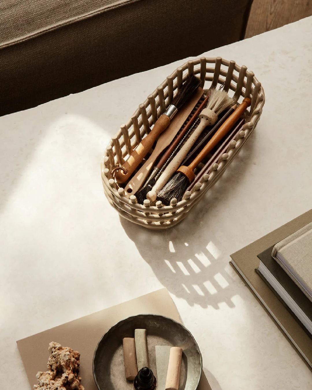 Ceramic Basket Cashmere By Ferm
