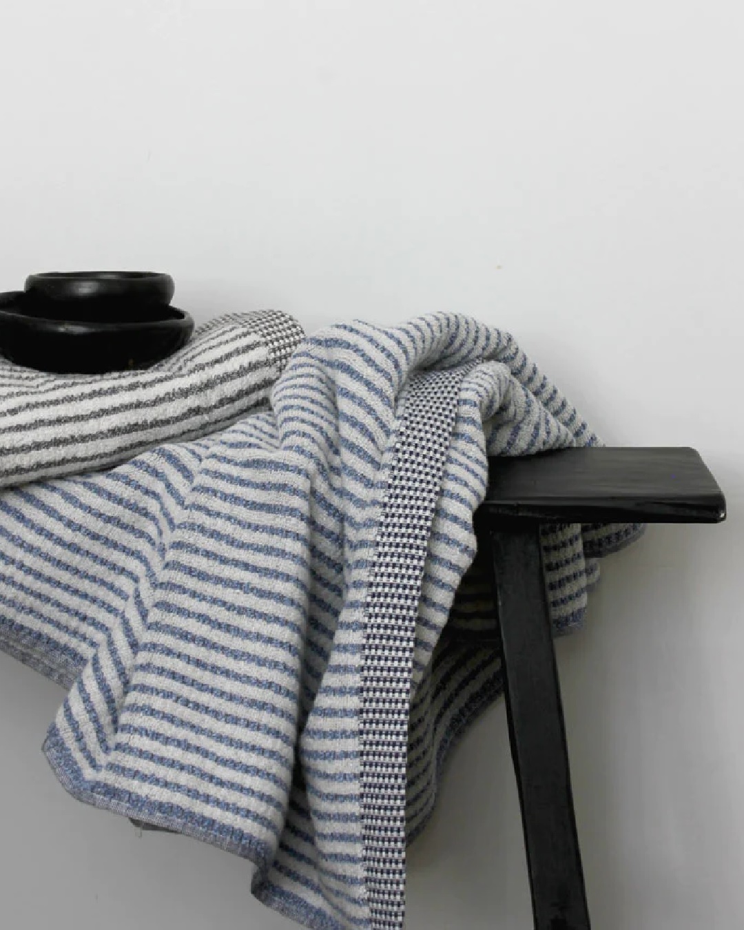 Chambray blue stripe towel