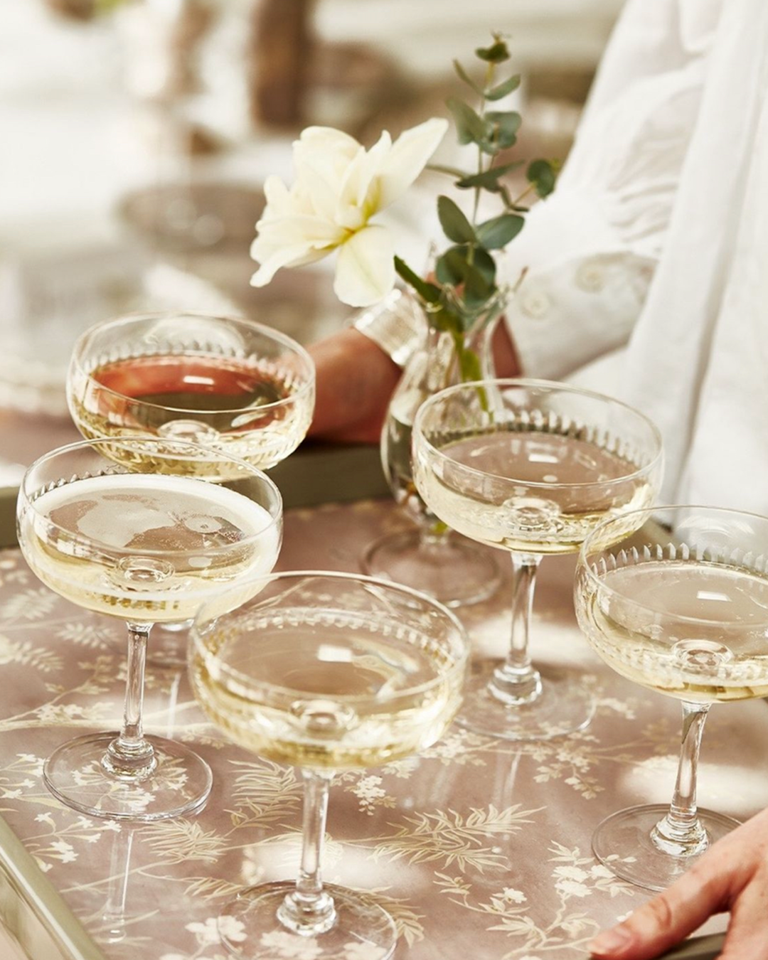 Champagne Hand Engraved Glasses Set of 2