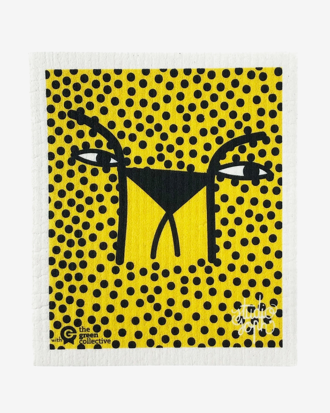 Dish cloth with cheetah face in yellow