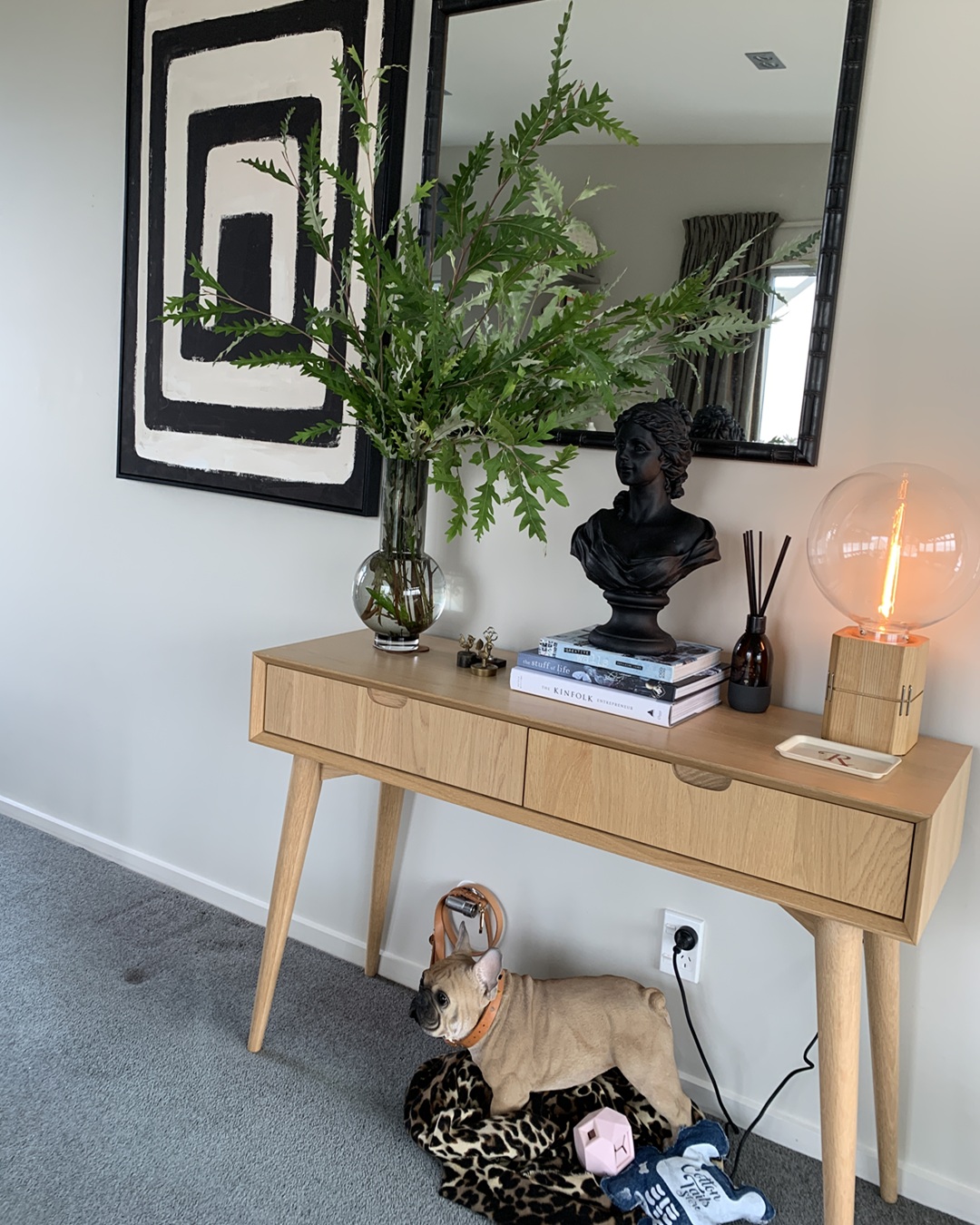Wooden Console with Two Drawers