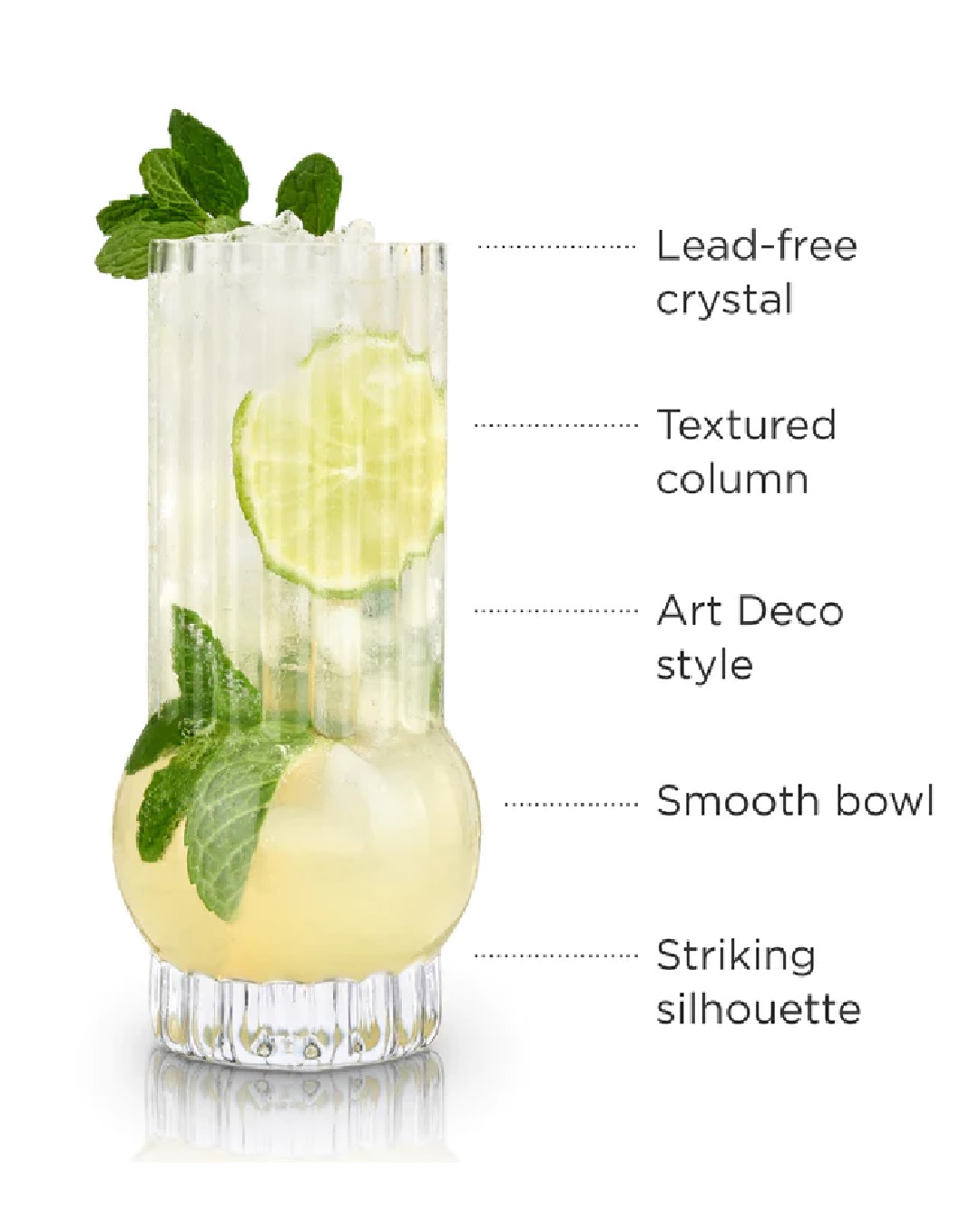 Deco crystal highball glass