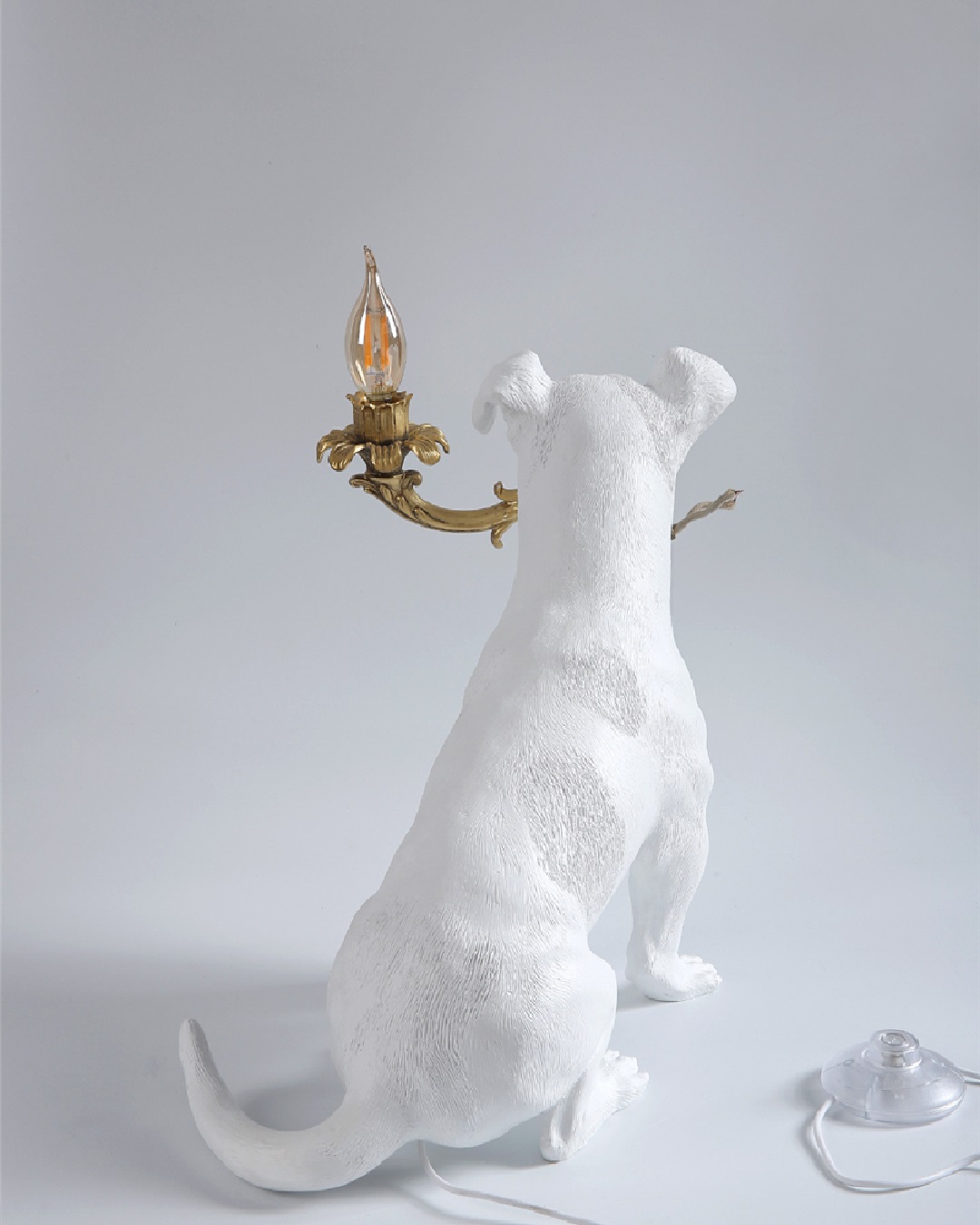 Dog lamp in white with LED bulb