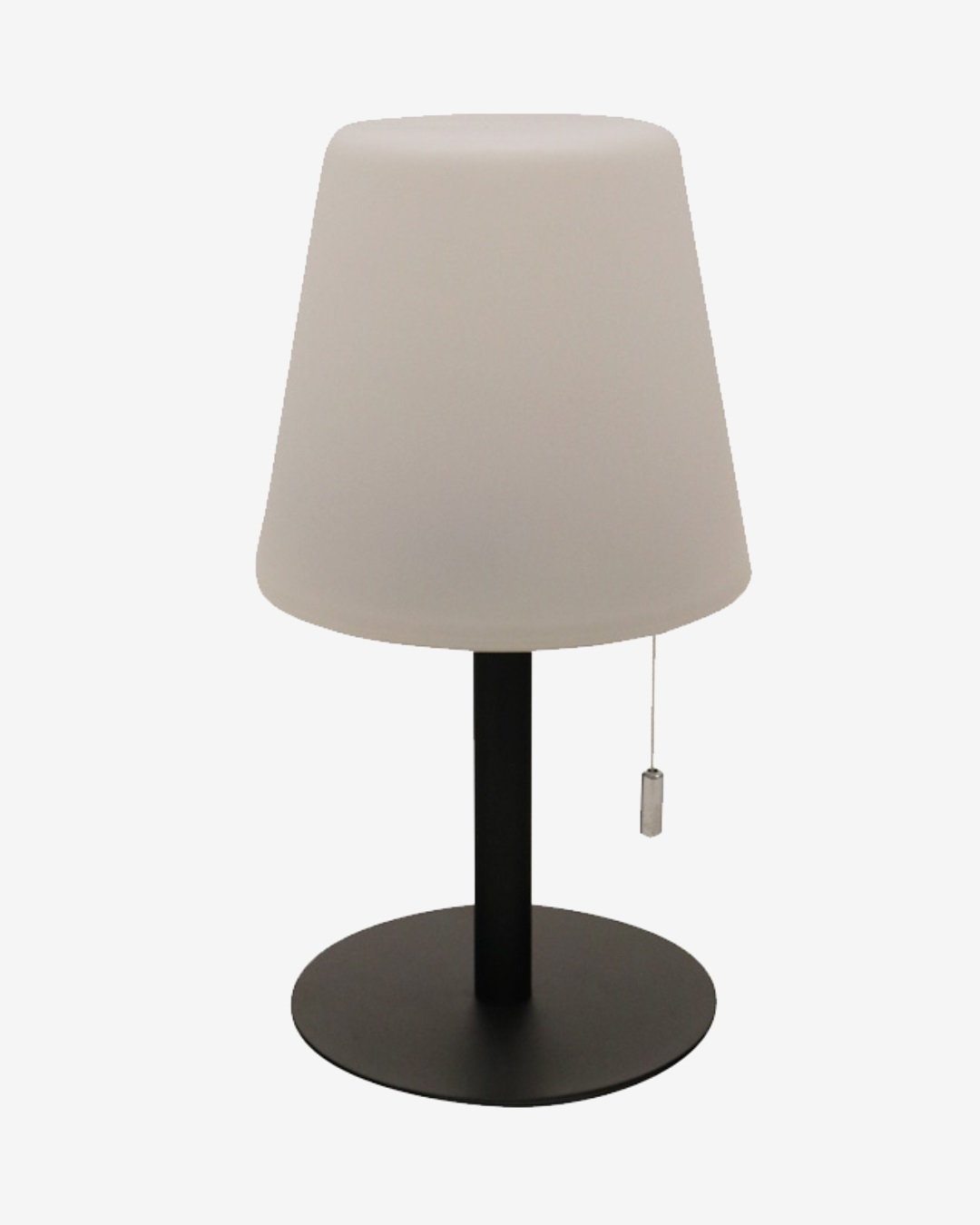 Table lamp with white shade and black base