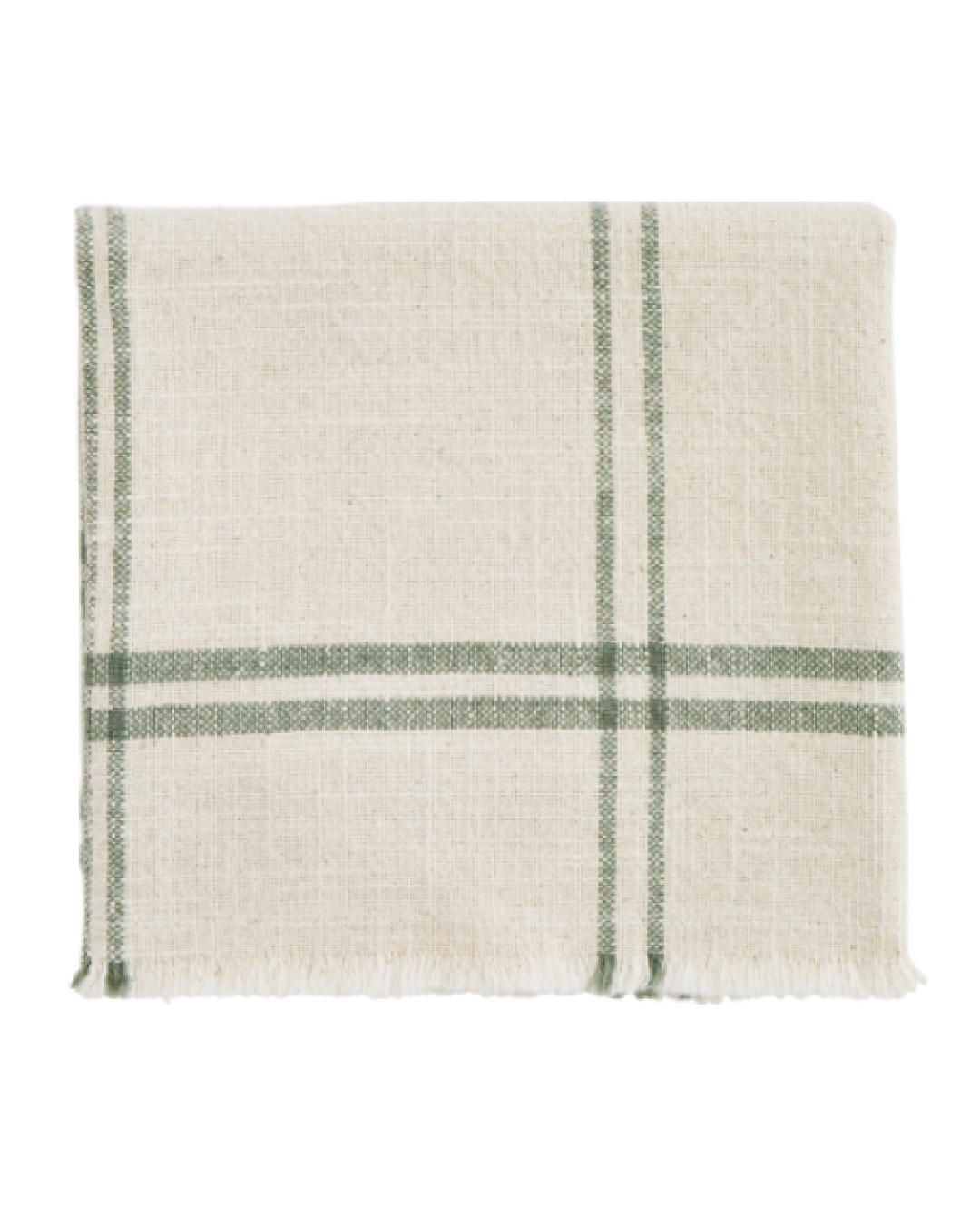 Ecru and green checked kitchen towel