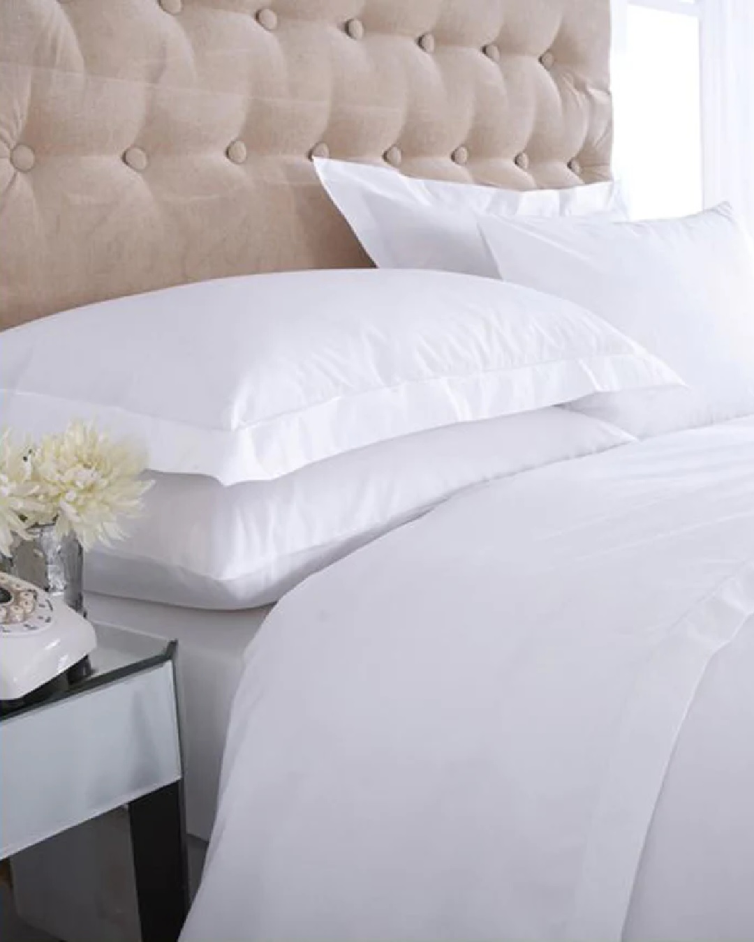 Egyptian cotton single bed sheet set in white