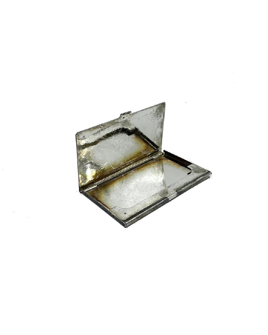 Etched silver card holder