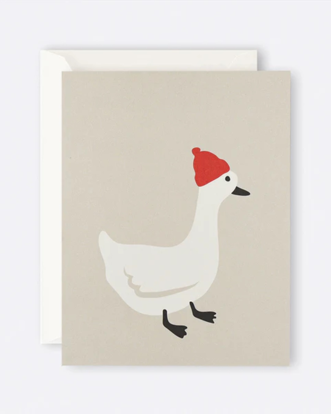 card with duck wearing red hat