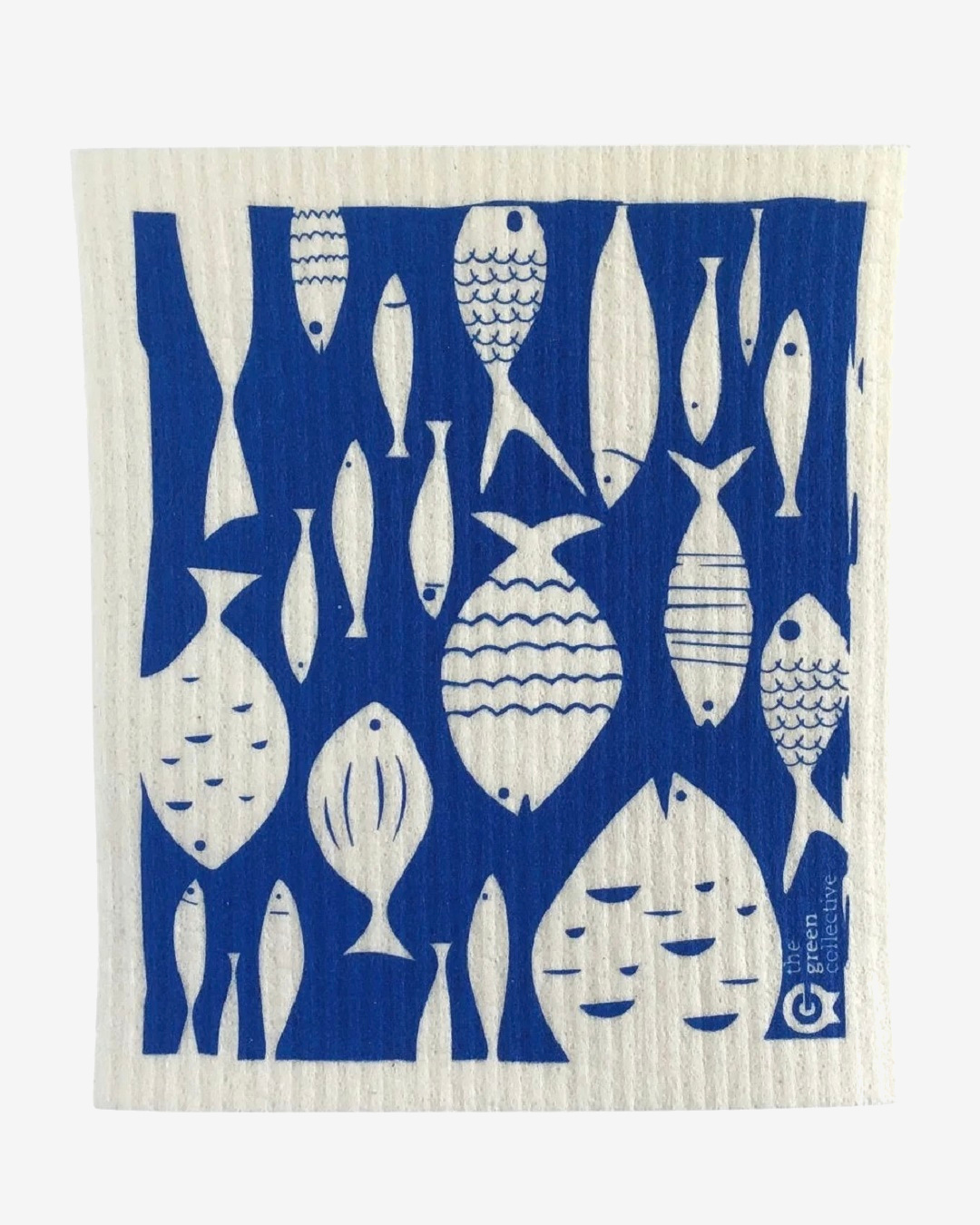 Dish cloth in blue with white fish on