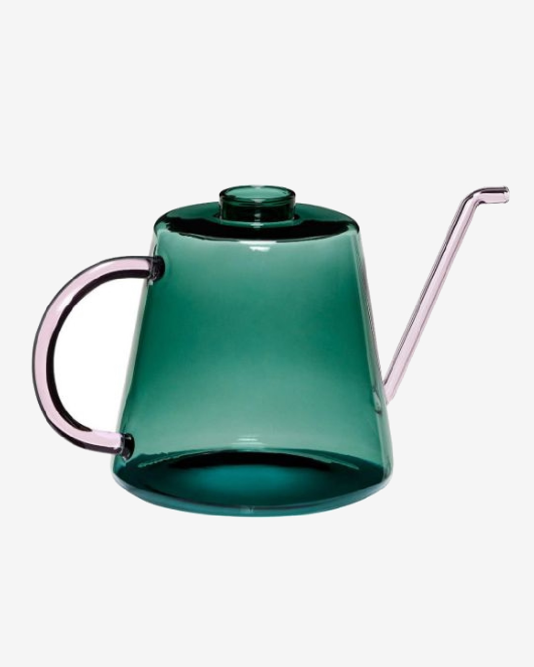 Green and clear glass teapot