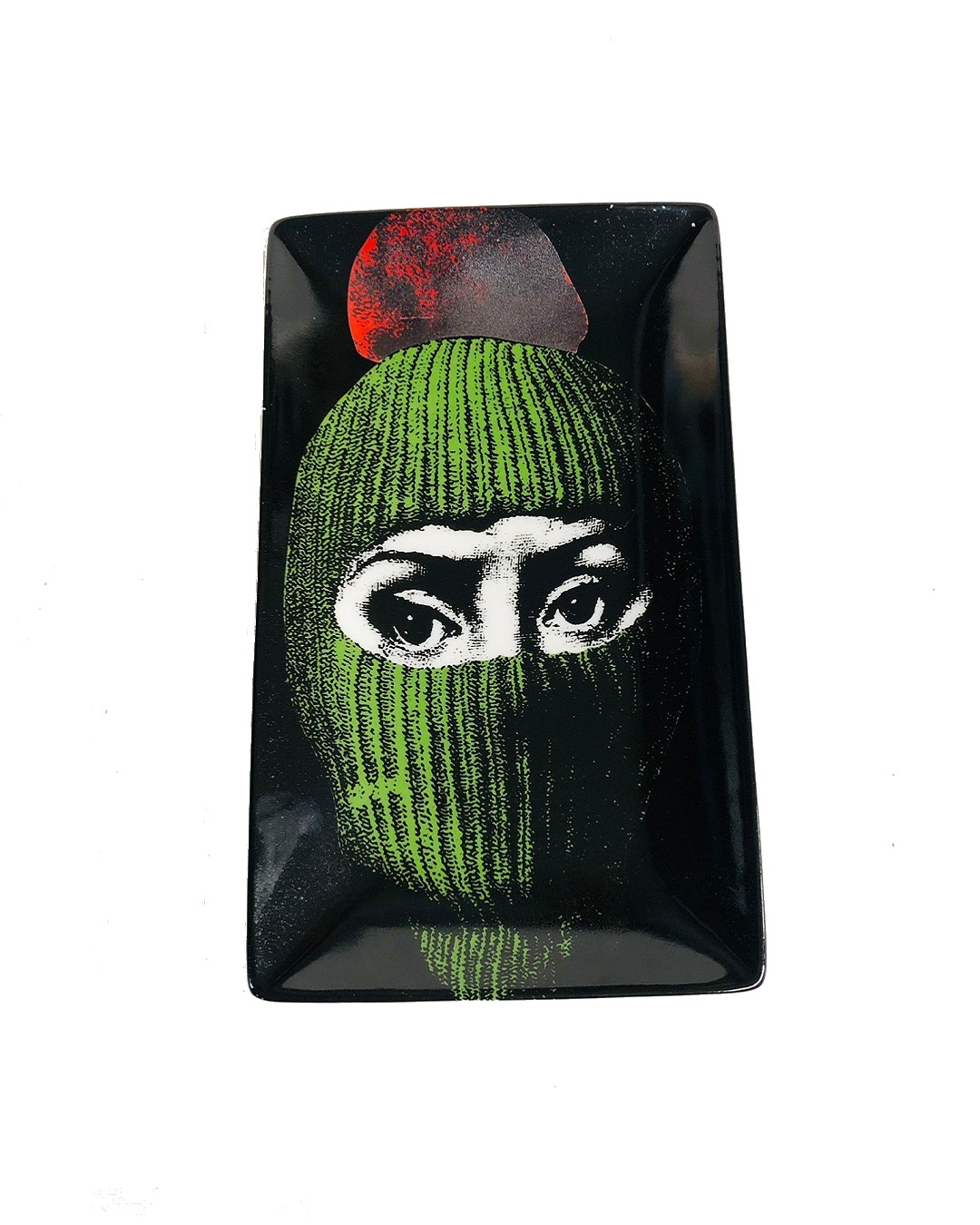 Fornasetti replica green mask rectangle plate