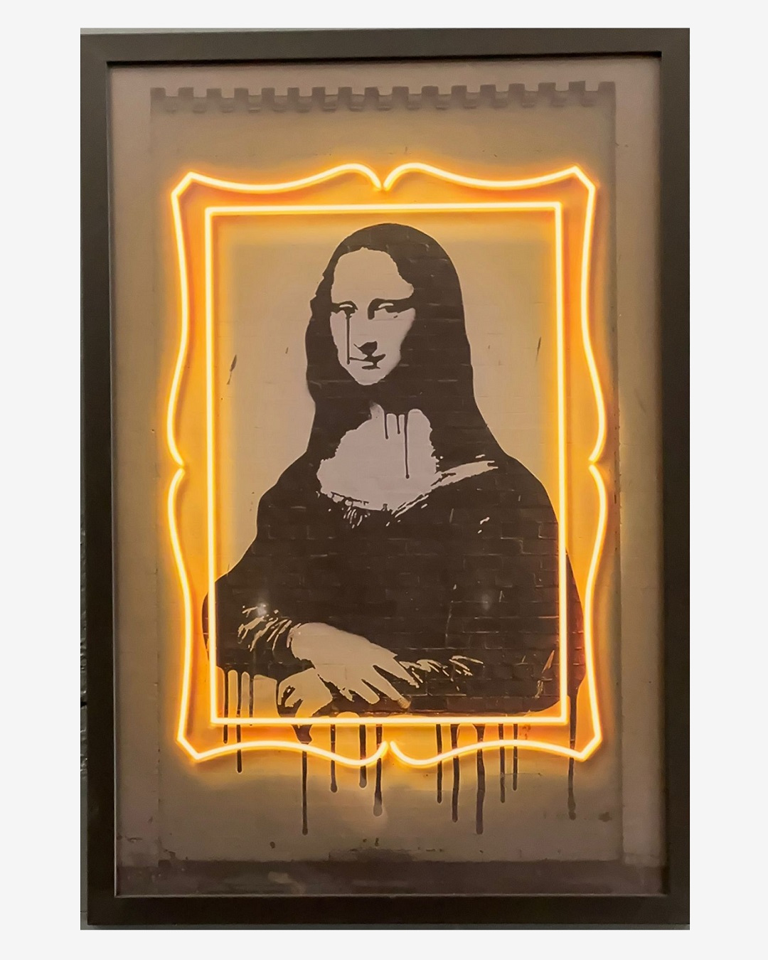 Framed Neon canvas of Mona Lisa