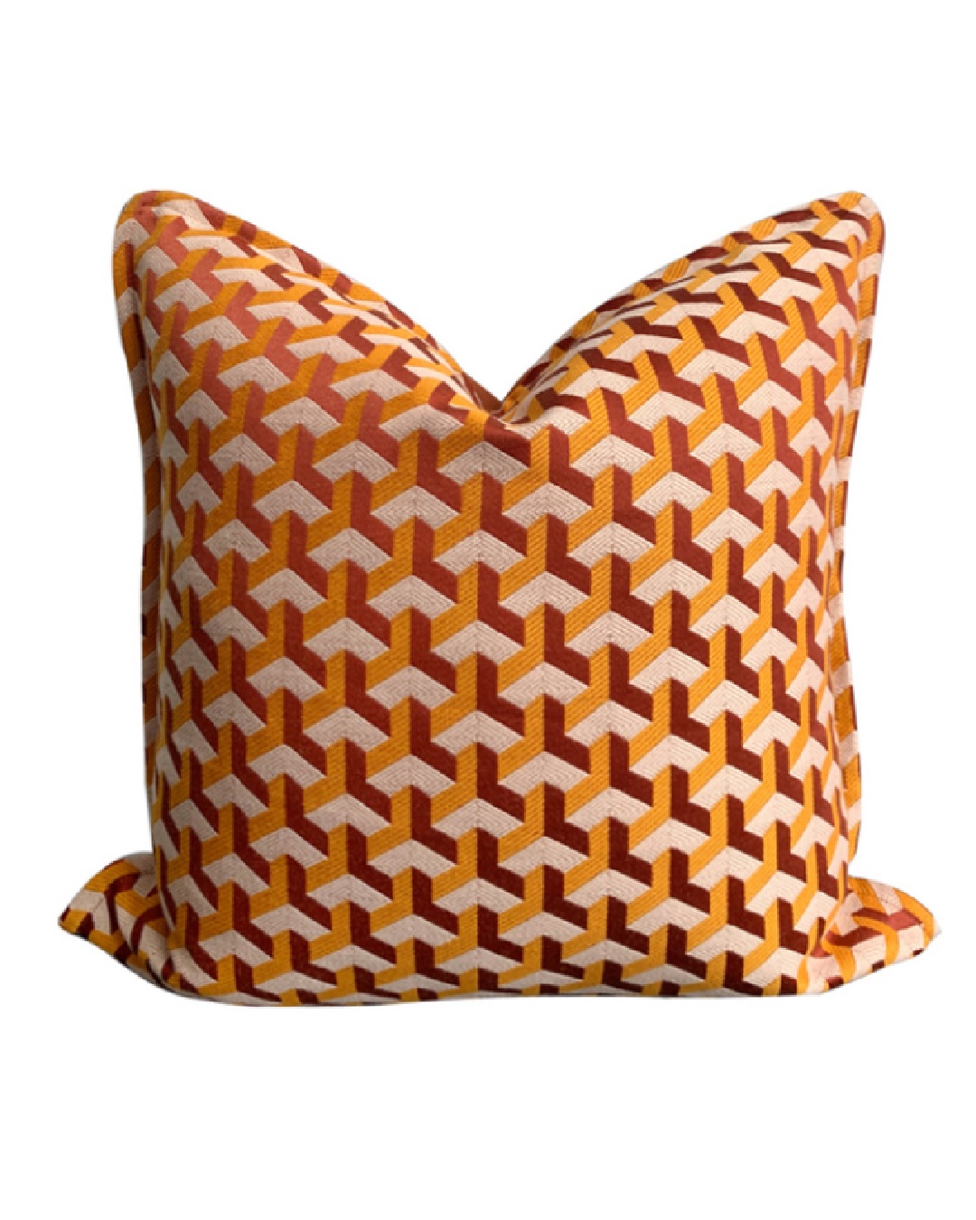 Orange geometric square cushion cover