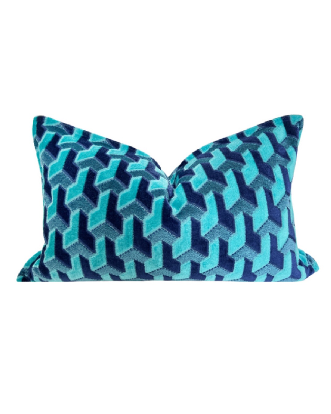 Blue geometric rectangle cushion cover