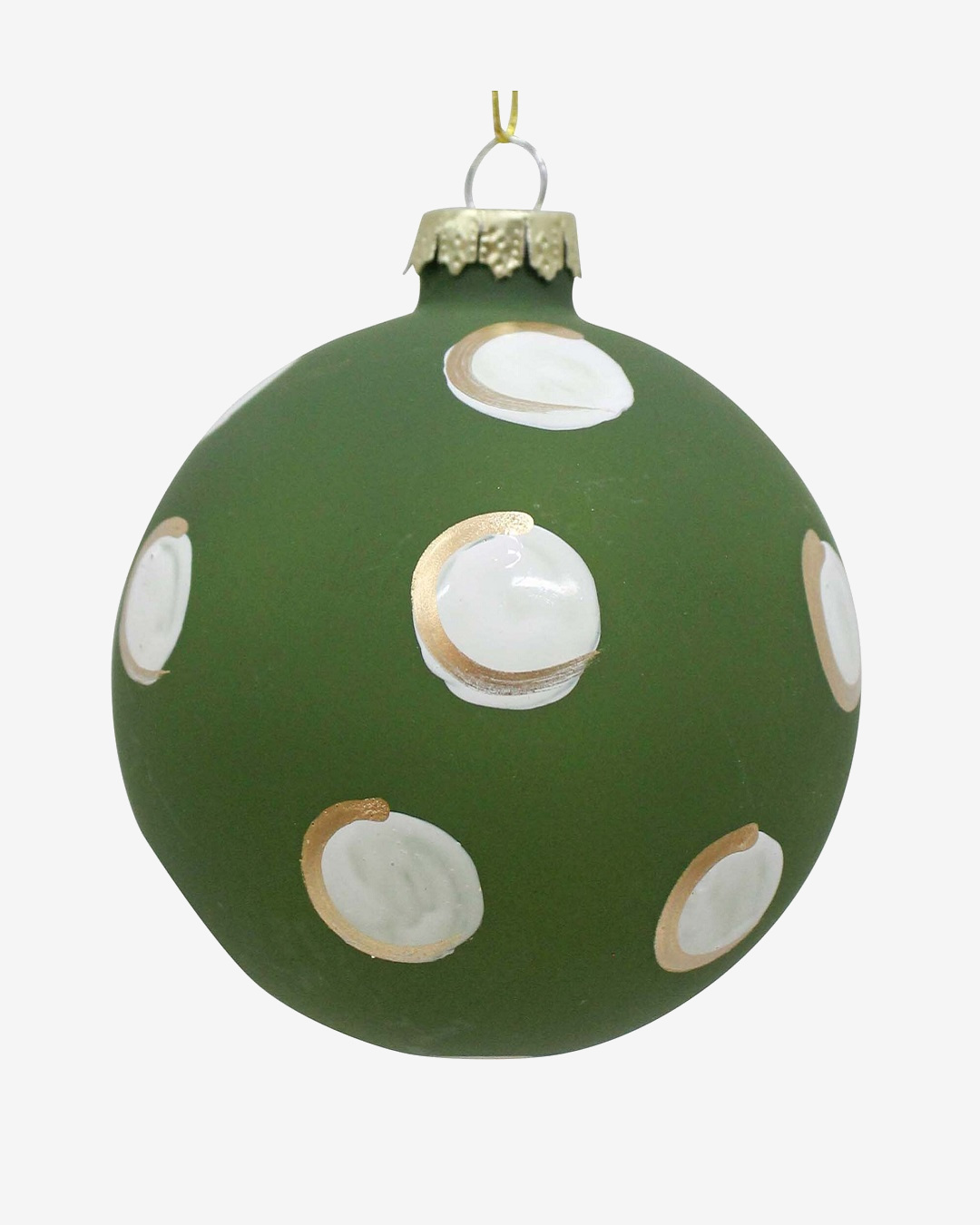 Glass green and white spotted bauble