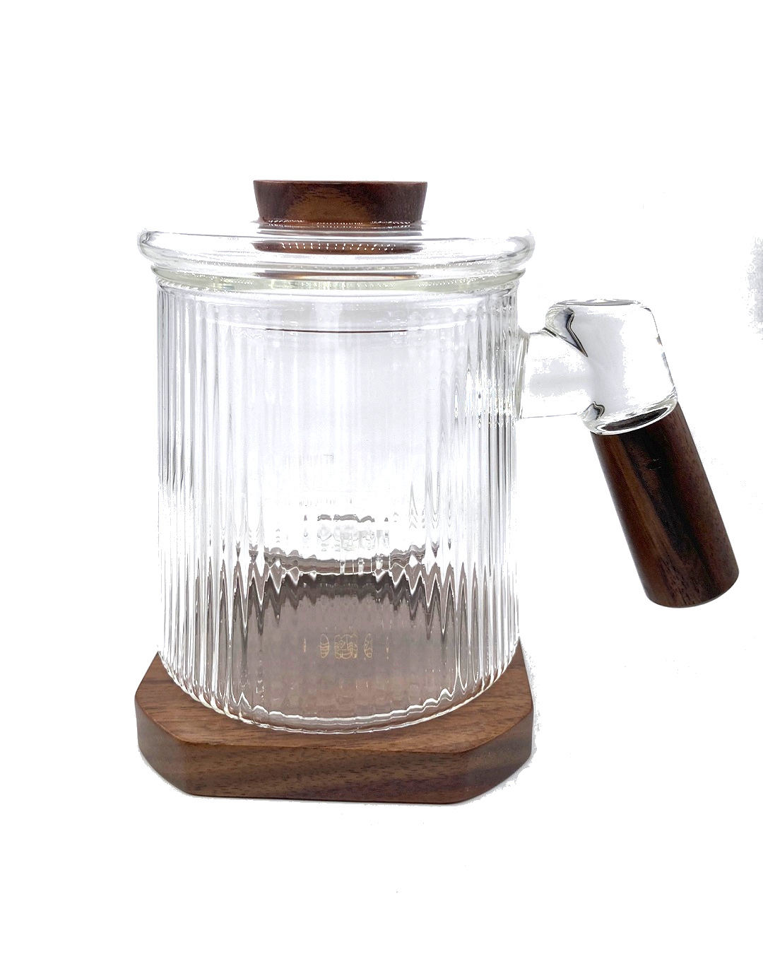 Glass and wood vintage teapot