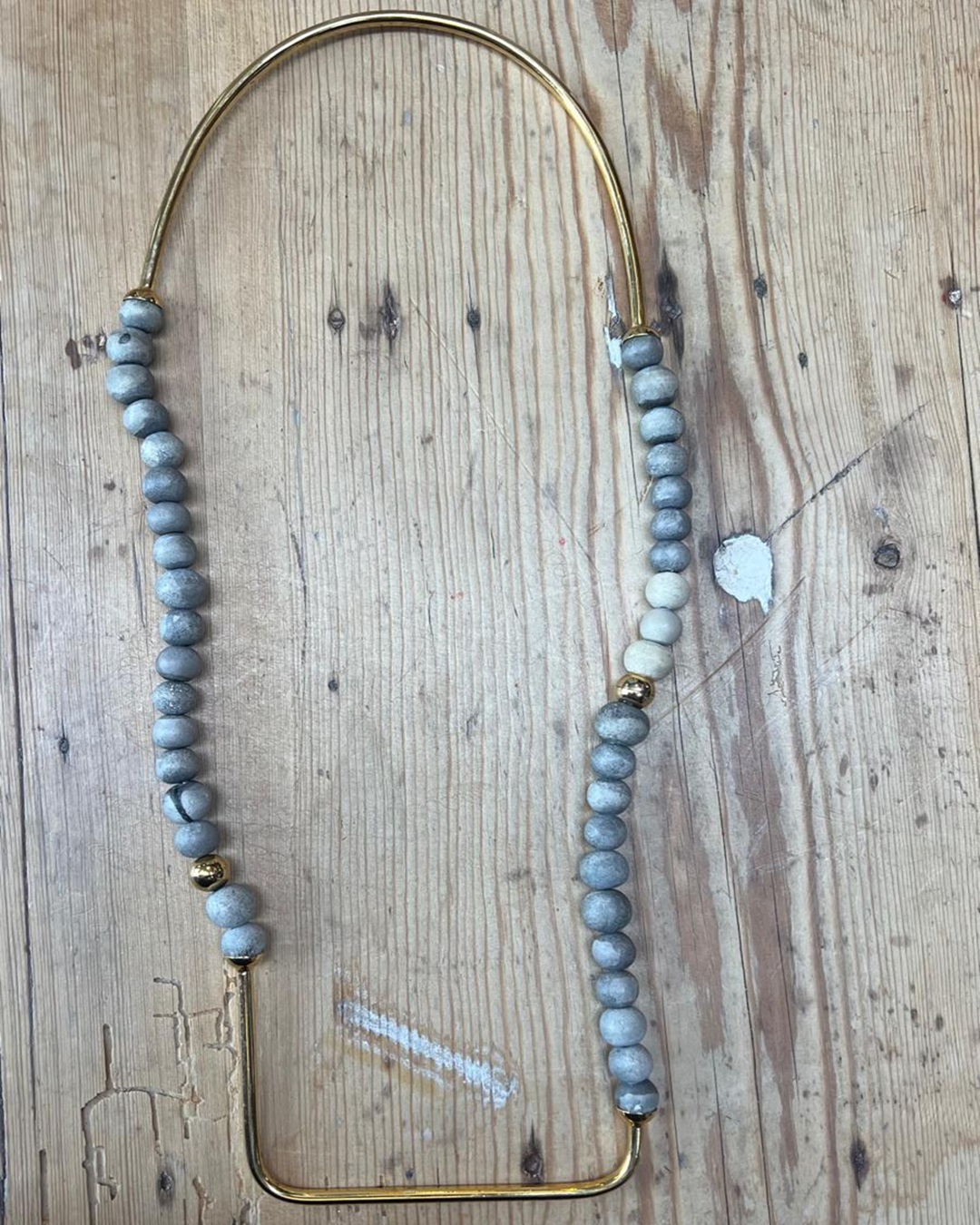 Gold and Stone Beaded Necklace