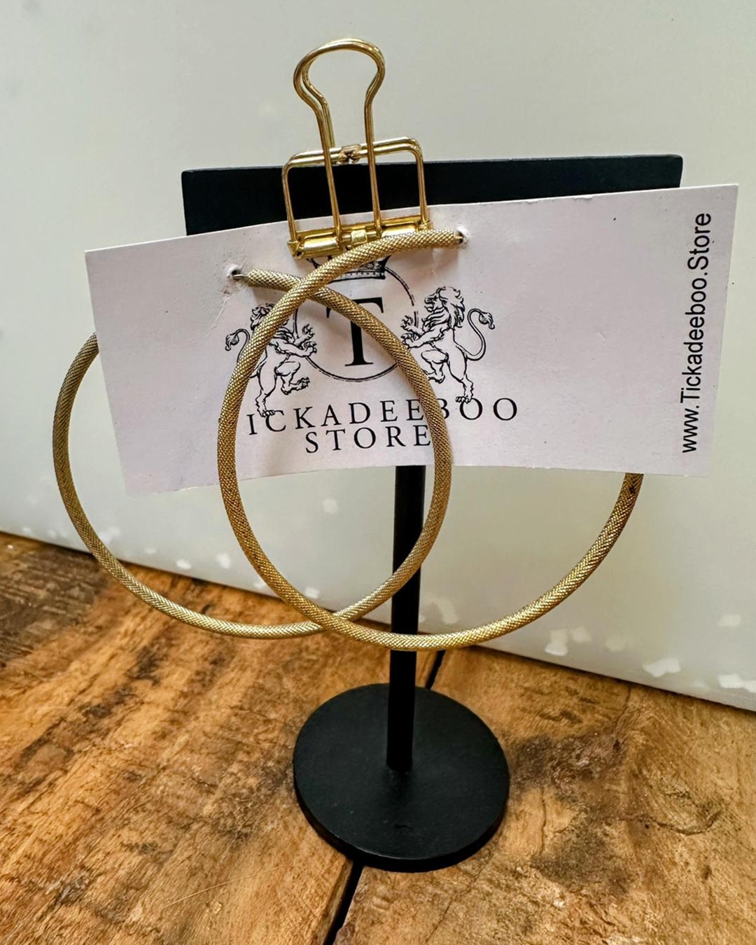 Gold Textured Metal Large Hoop Earrings