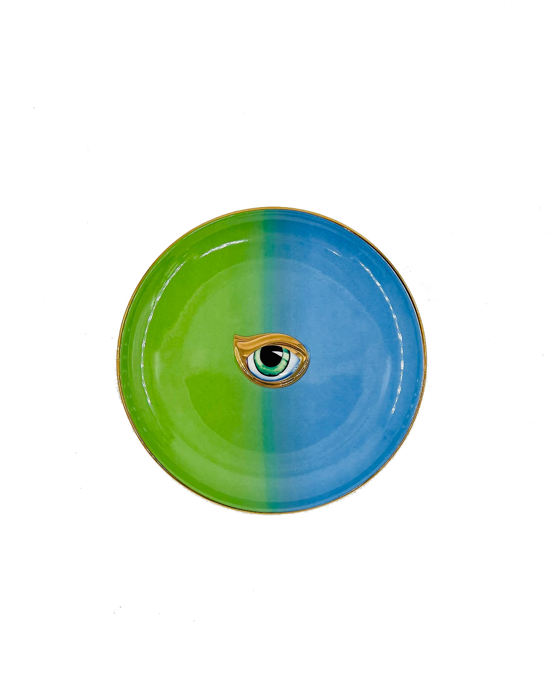 Green and blue eye plate