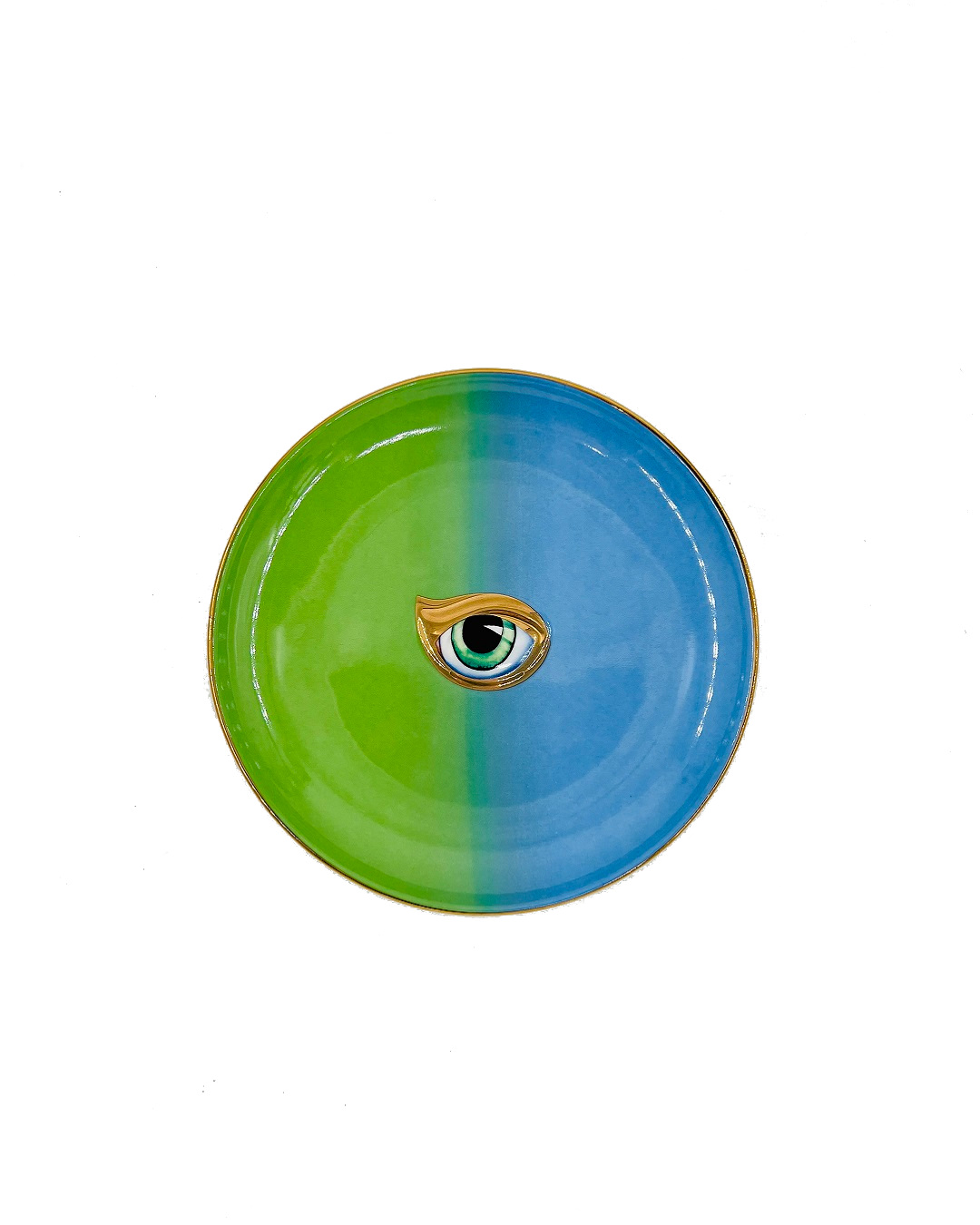 Green and blue eye plate