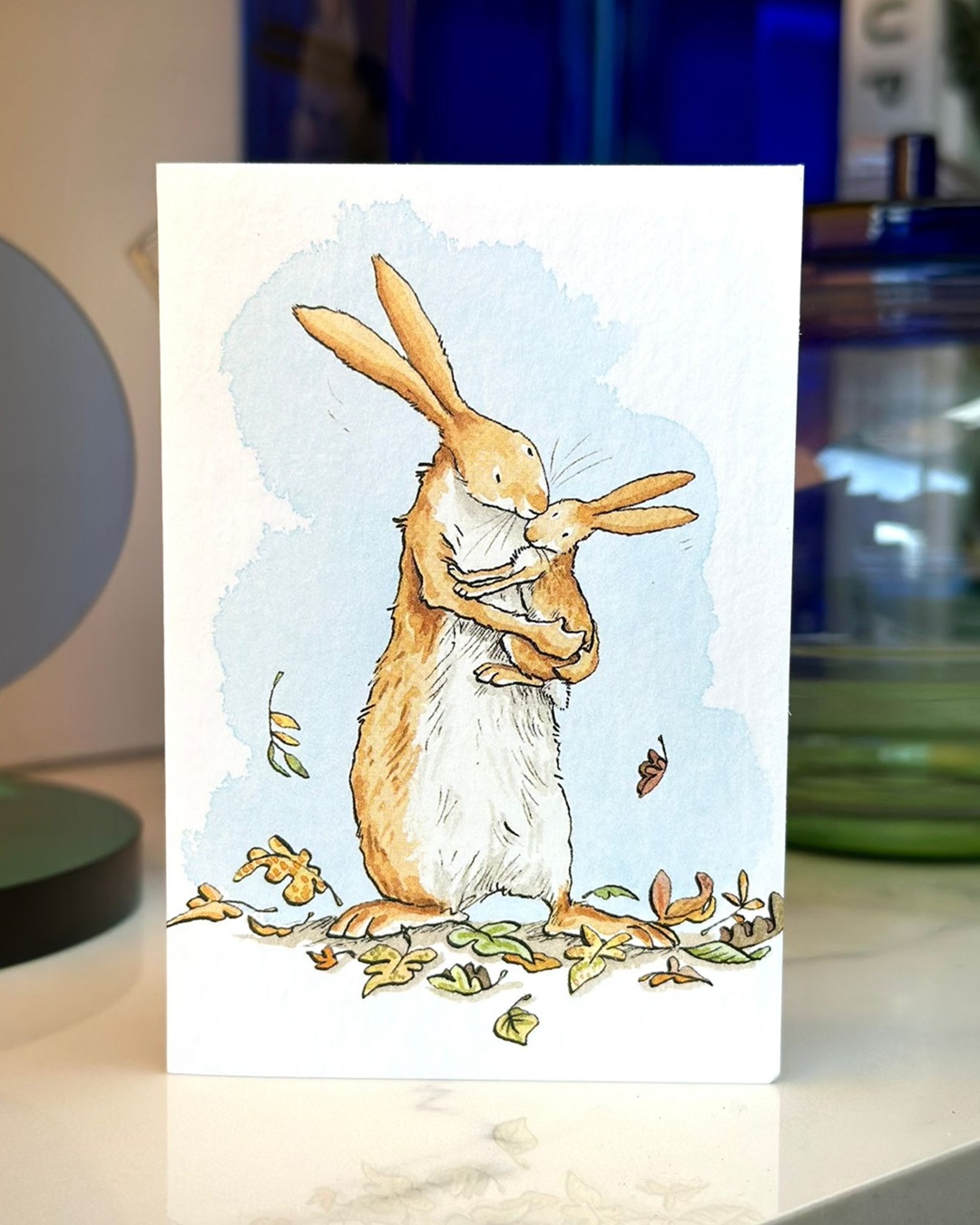 Rabbit hugging card