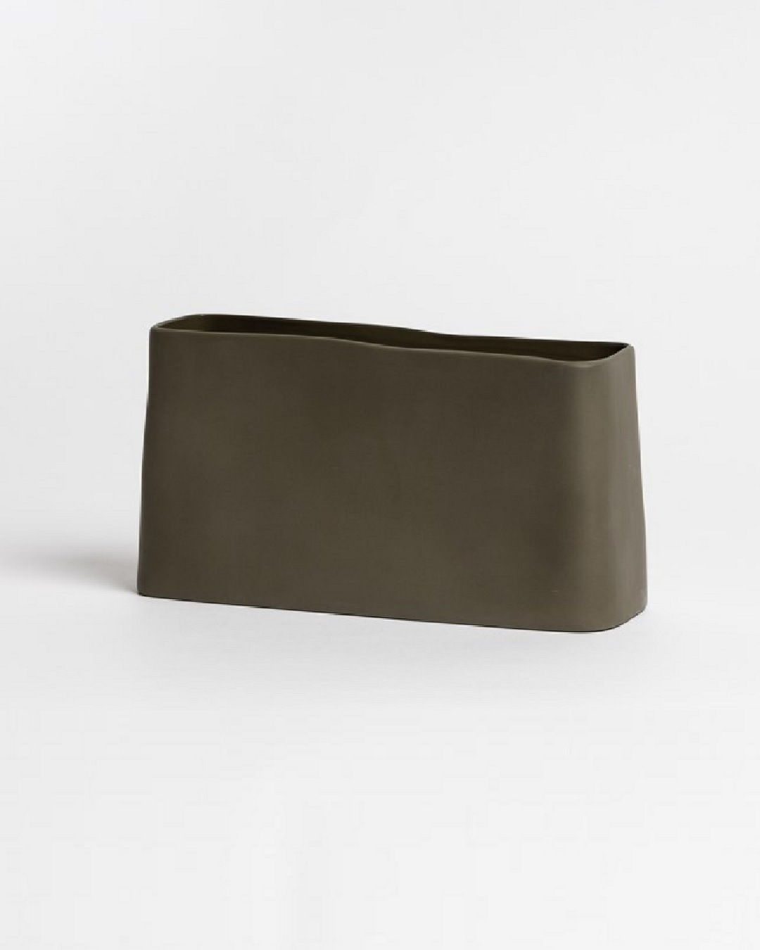 Olive ceramic rectangle planter